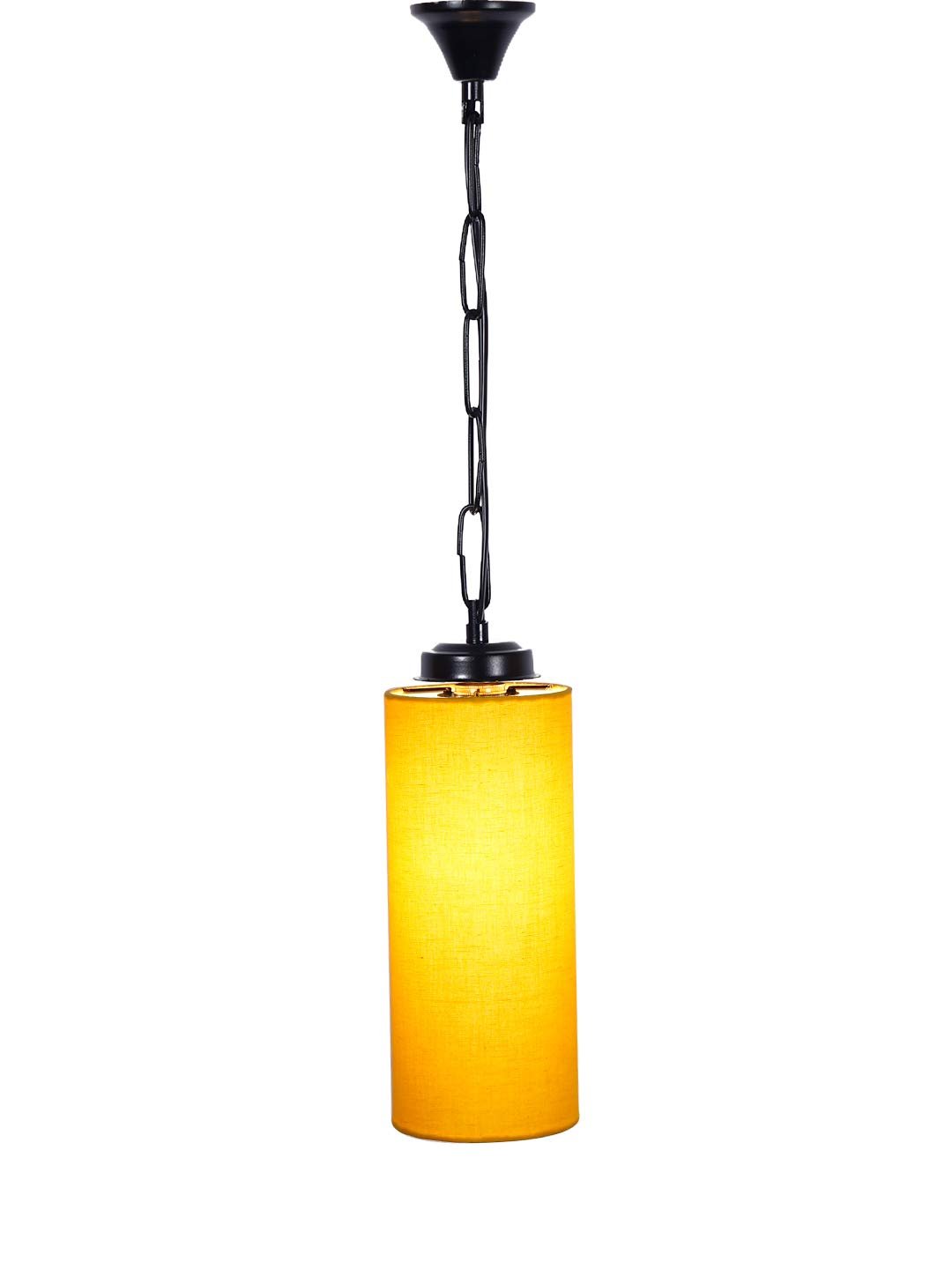 Yellow Cotton Cylindrical Hanging Lamp