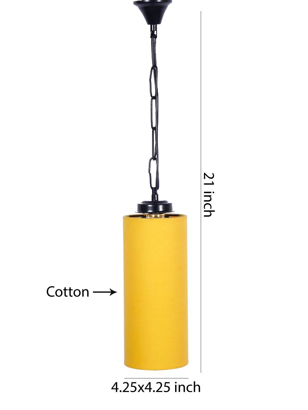 Yellow Cotton Cylindrical Hanging Lamp