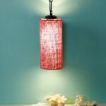 Pink Jute Cylindrical Hanging Lamp