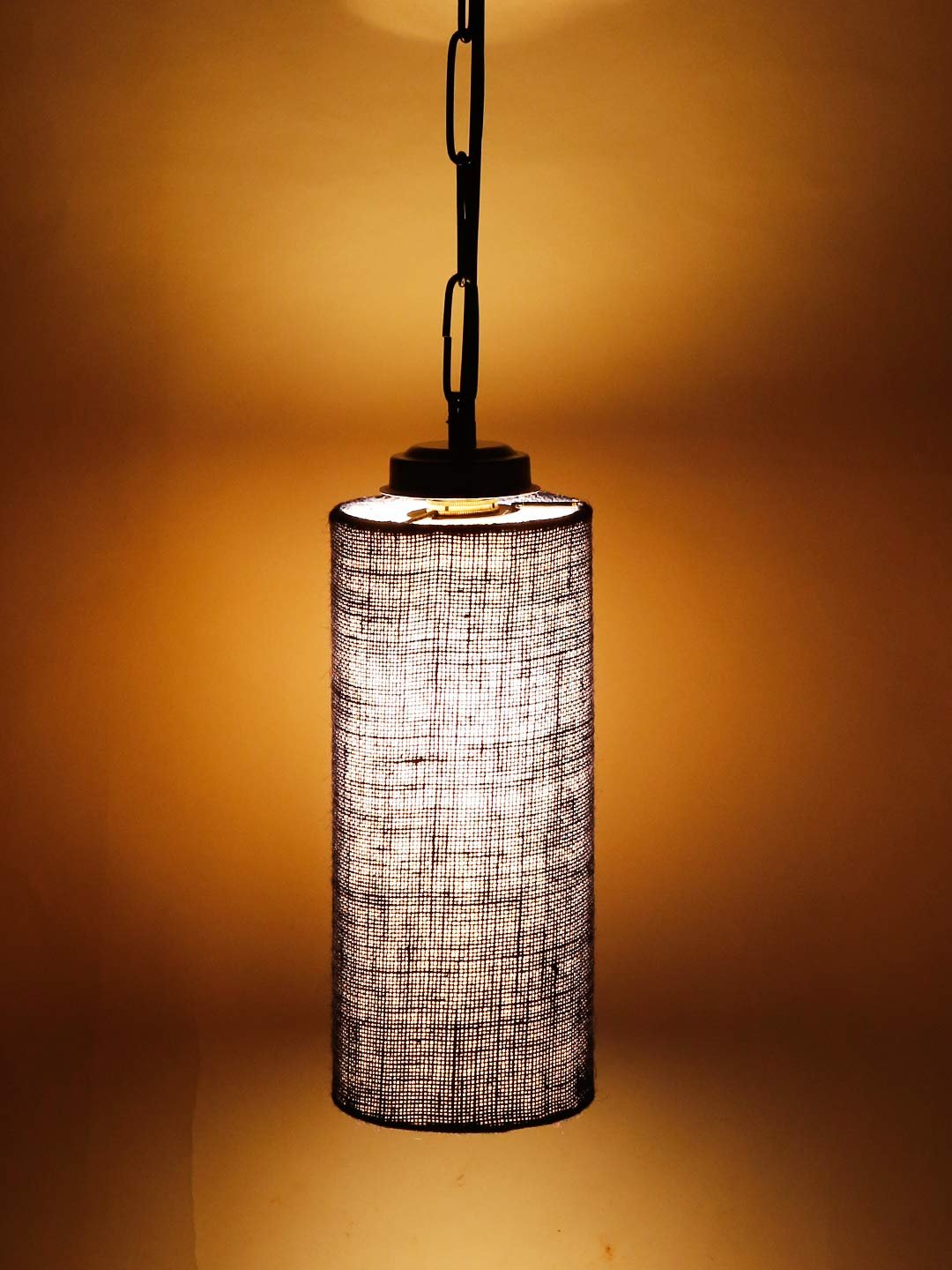 Blue Jute Cylindrical Hanging Lamp