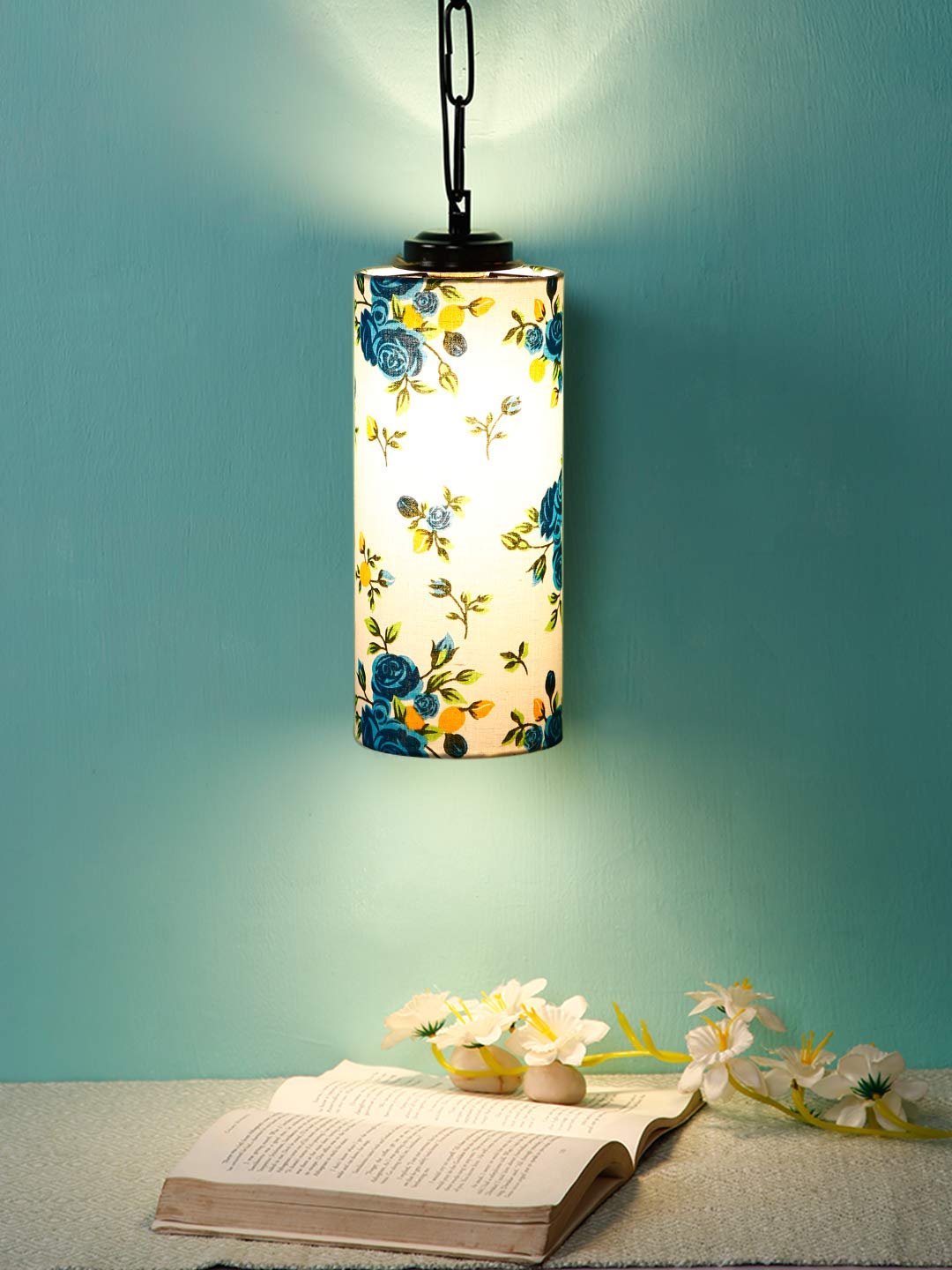 Multicolor Cotton Cylindrical Hanging Lamp
