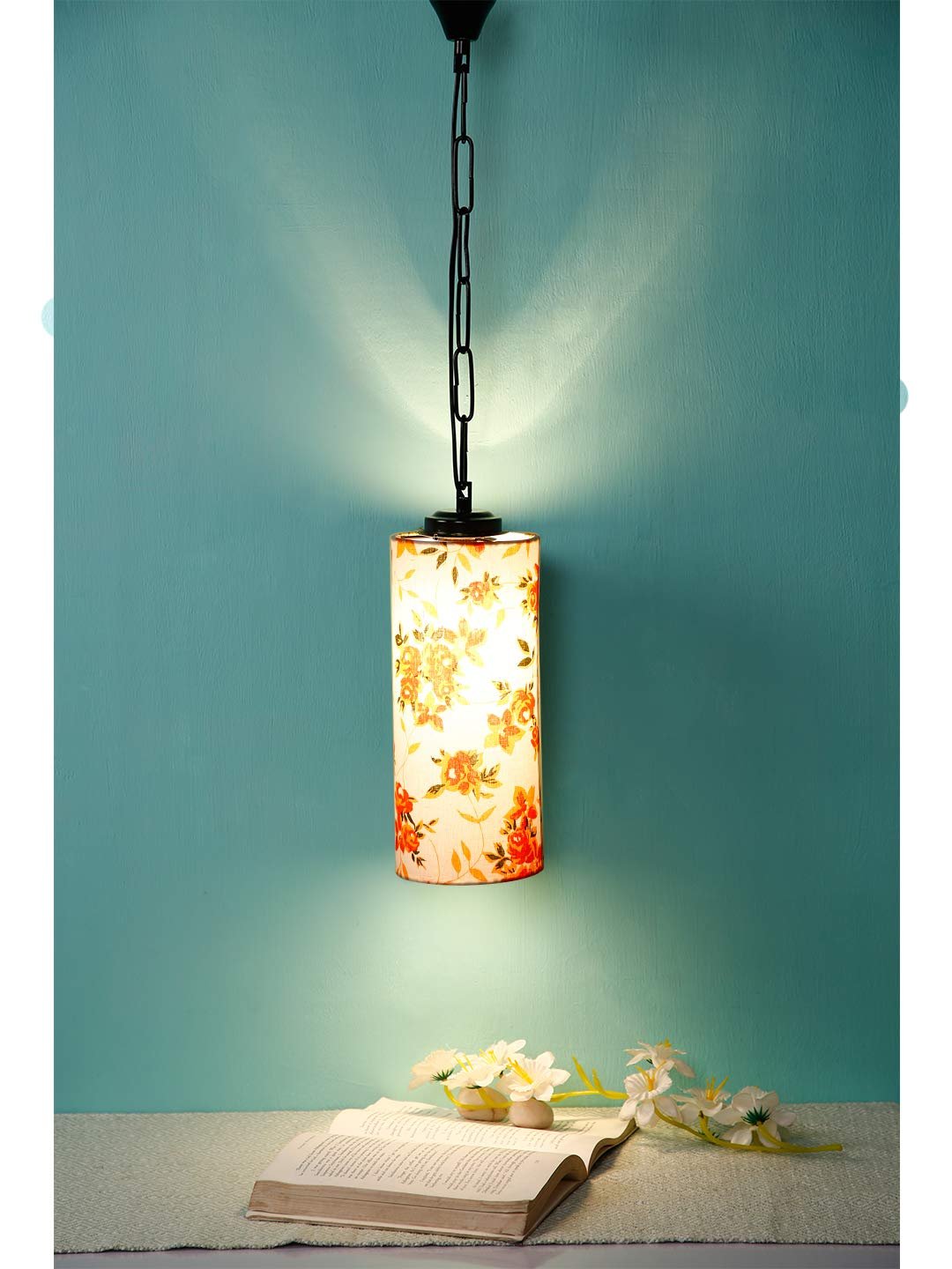 Multicolor Cotton Cylindrical Hanging Lamp
