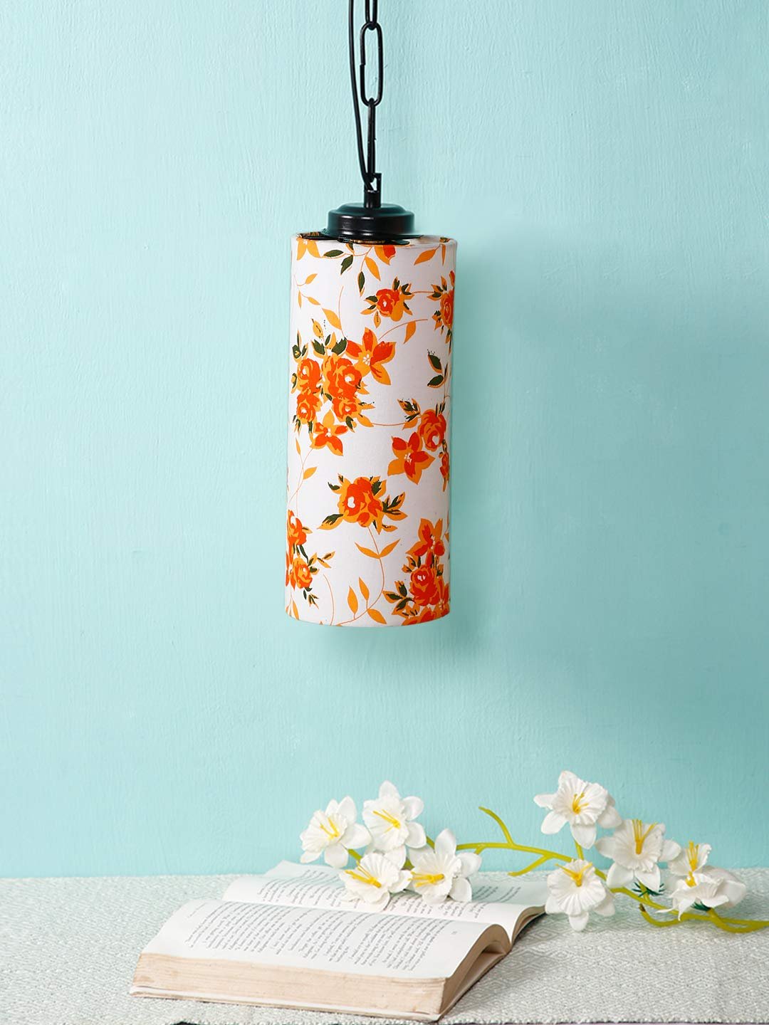 Multicolor Cotton Cylindrical Hanging Lamp