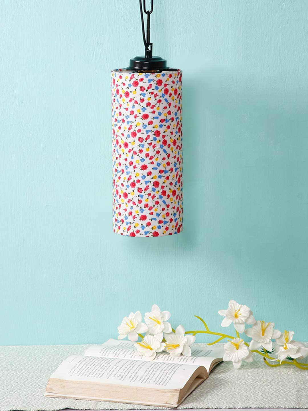 Multicolor Cotton Cylindrical Hanging Lamp