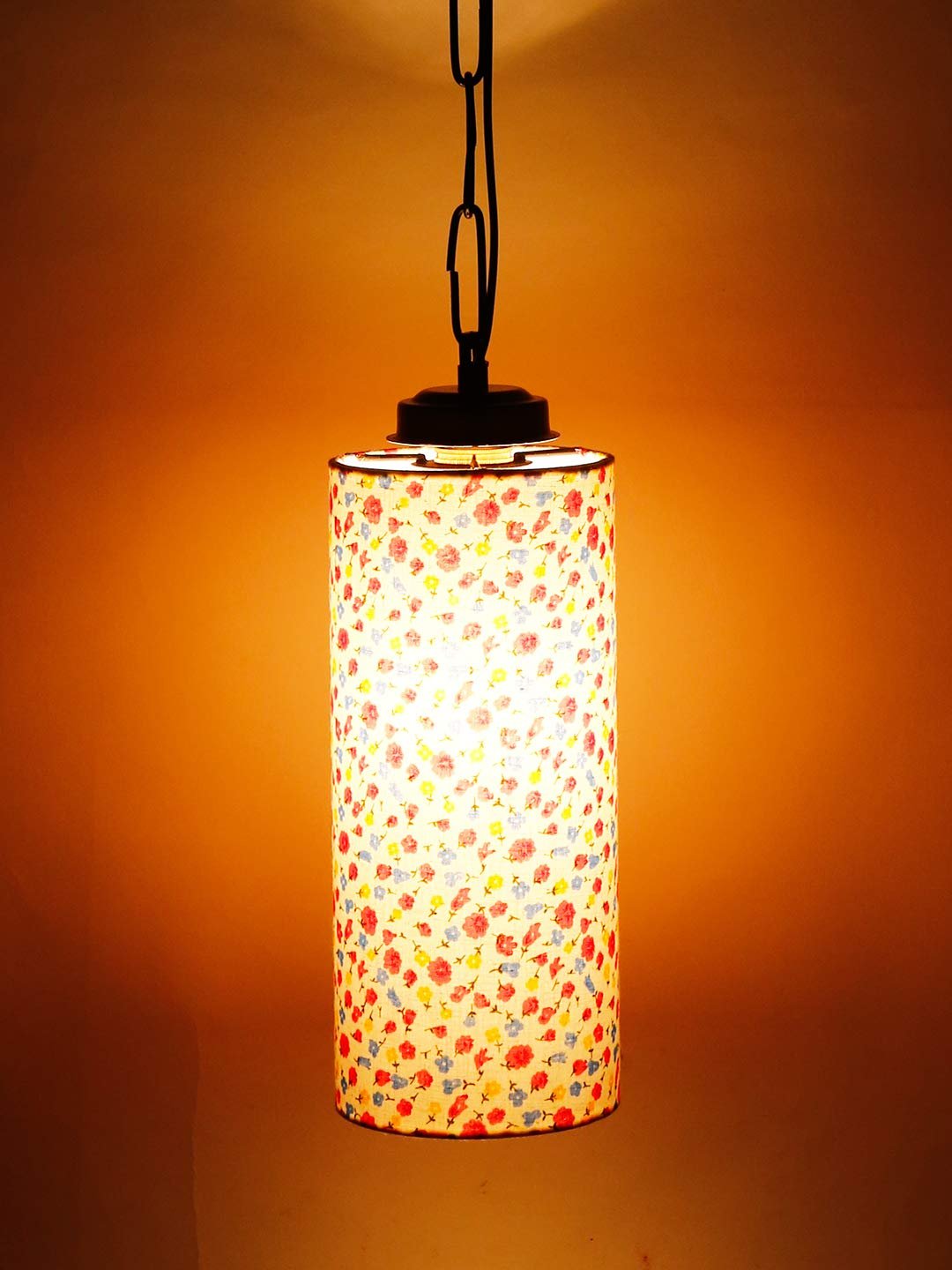 Multicolor Cotton Cylindrical Hanging Lamp