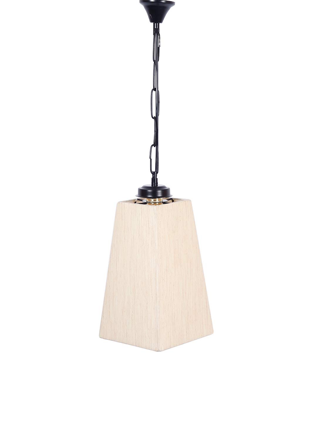 Off-White Cotton Pyramid Hanging Lamp