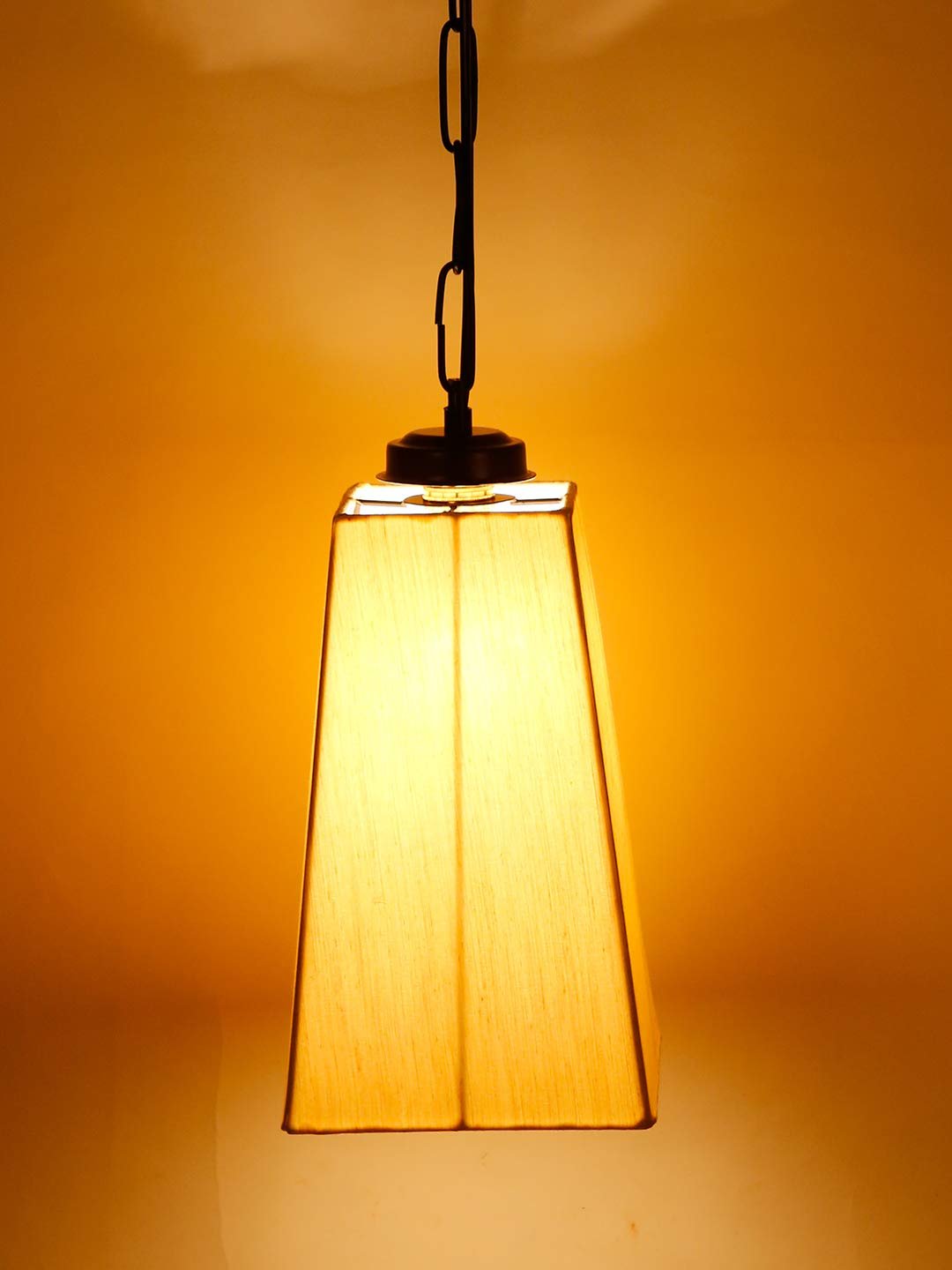 Off-White Cotton Pyramid Hanging Lamp