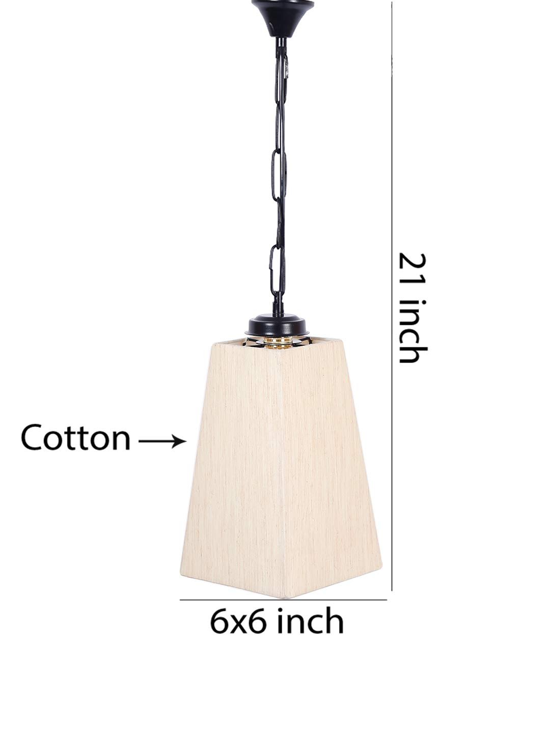 Off-White Cotton Pyramid Hanging Lamp