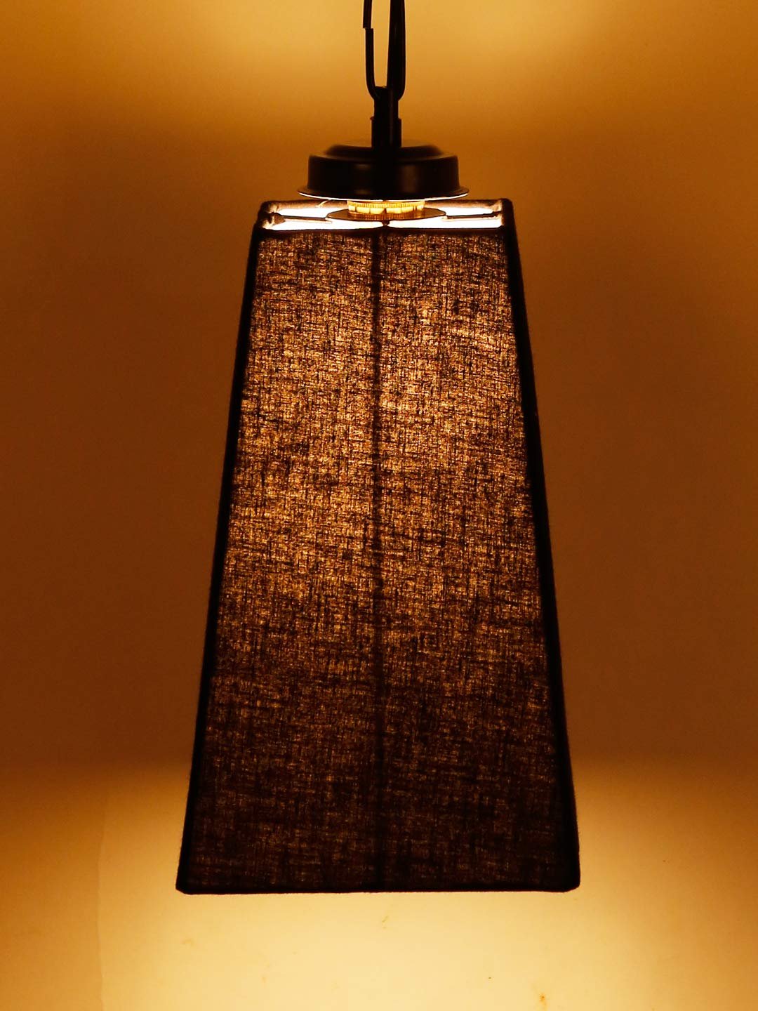 Black Cotton Pyramid Hanging Lamp