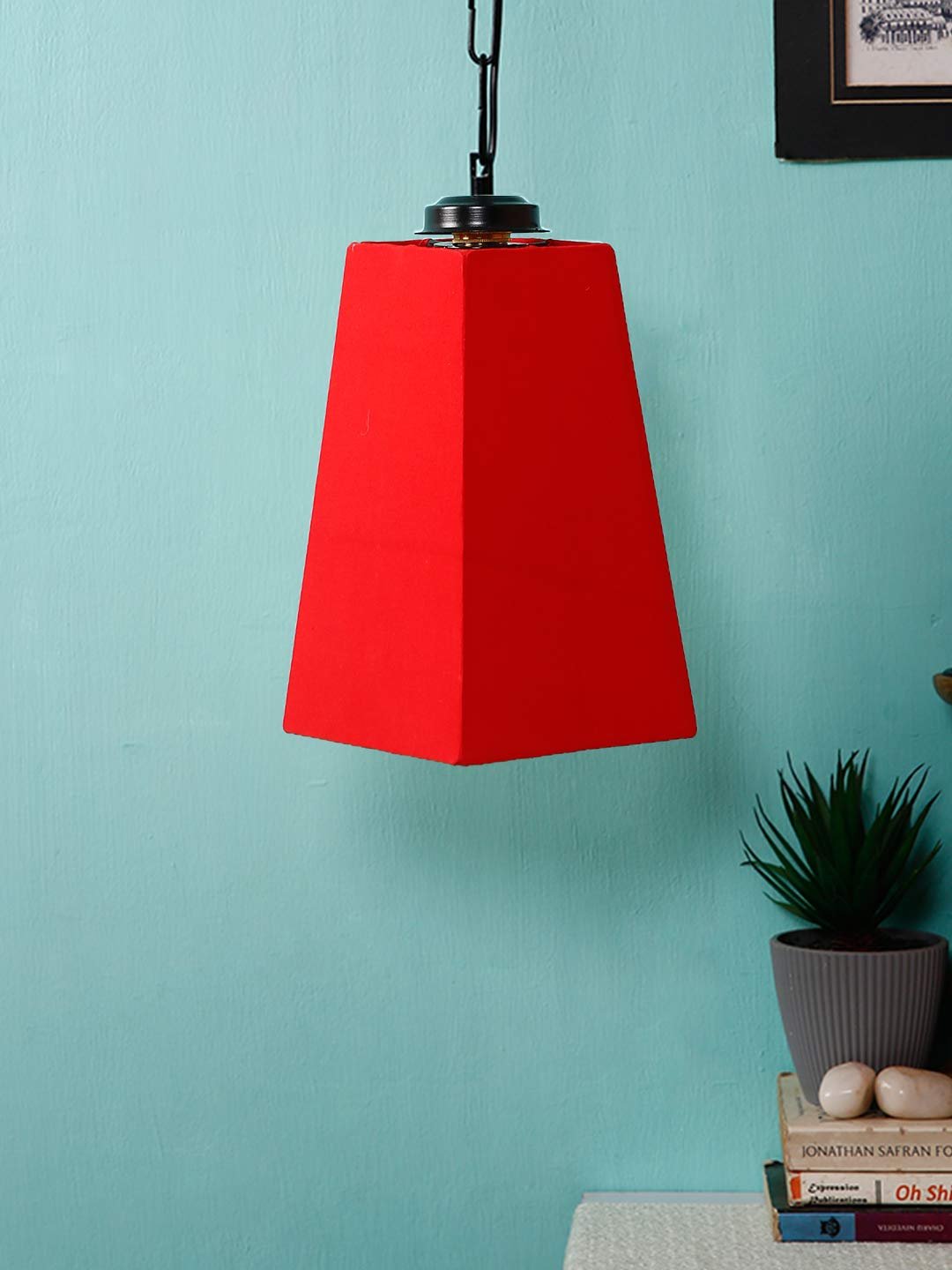 Red Cotton Pyramid Hanging Lamp