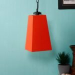 Orange Cotton Pyramid Hanging Lamp