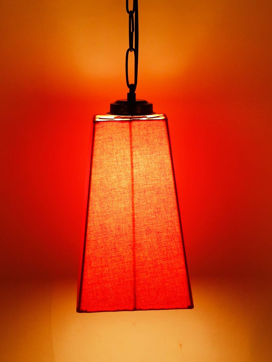 Orange Cotton Pyramid Hanging Lamp