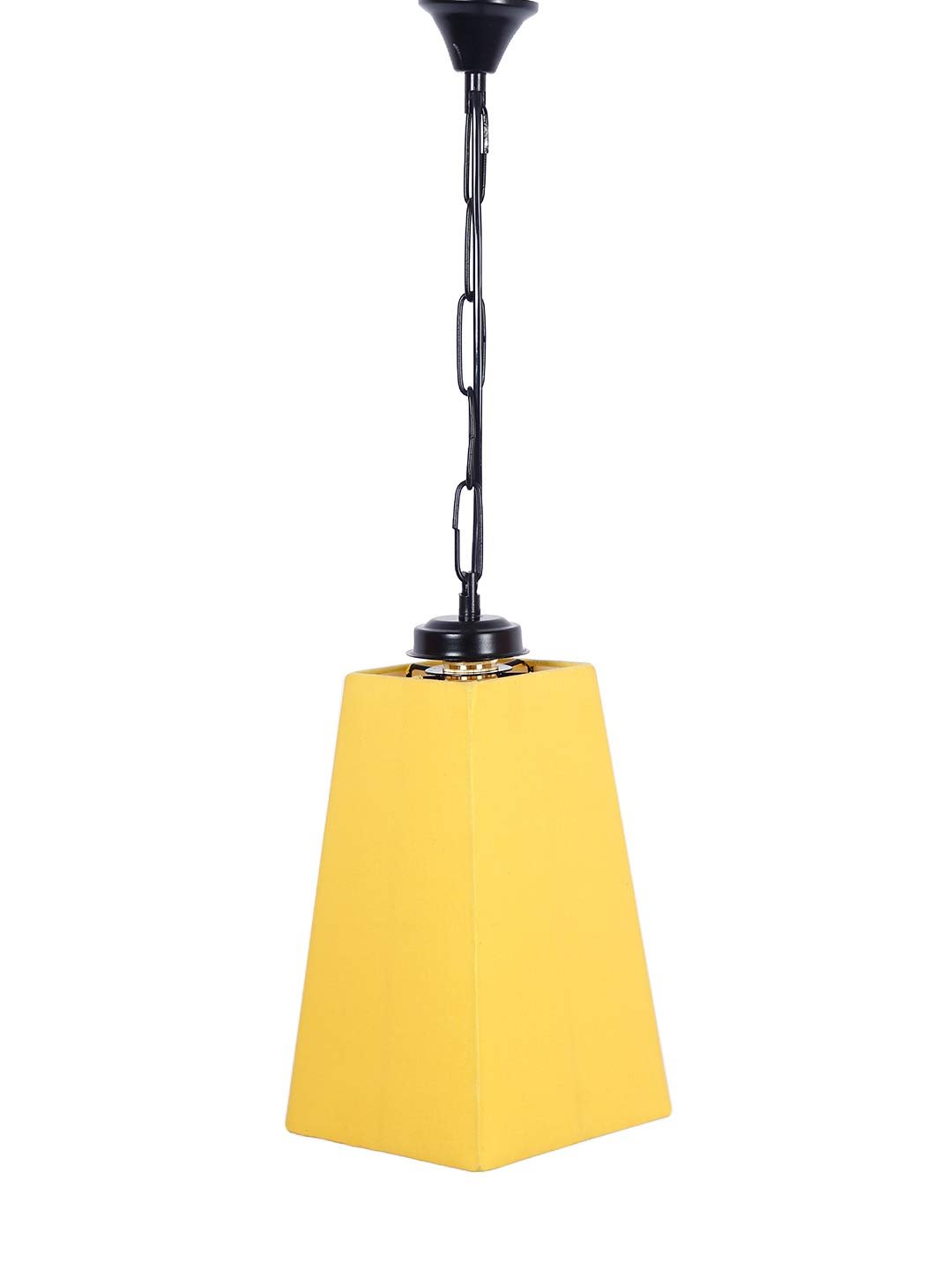 Yellow Cotton Pyramid Hanging Lamp