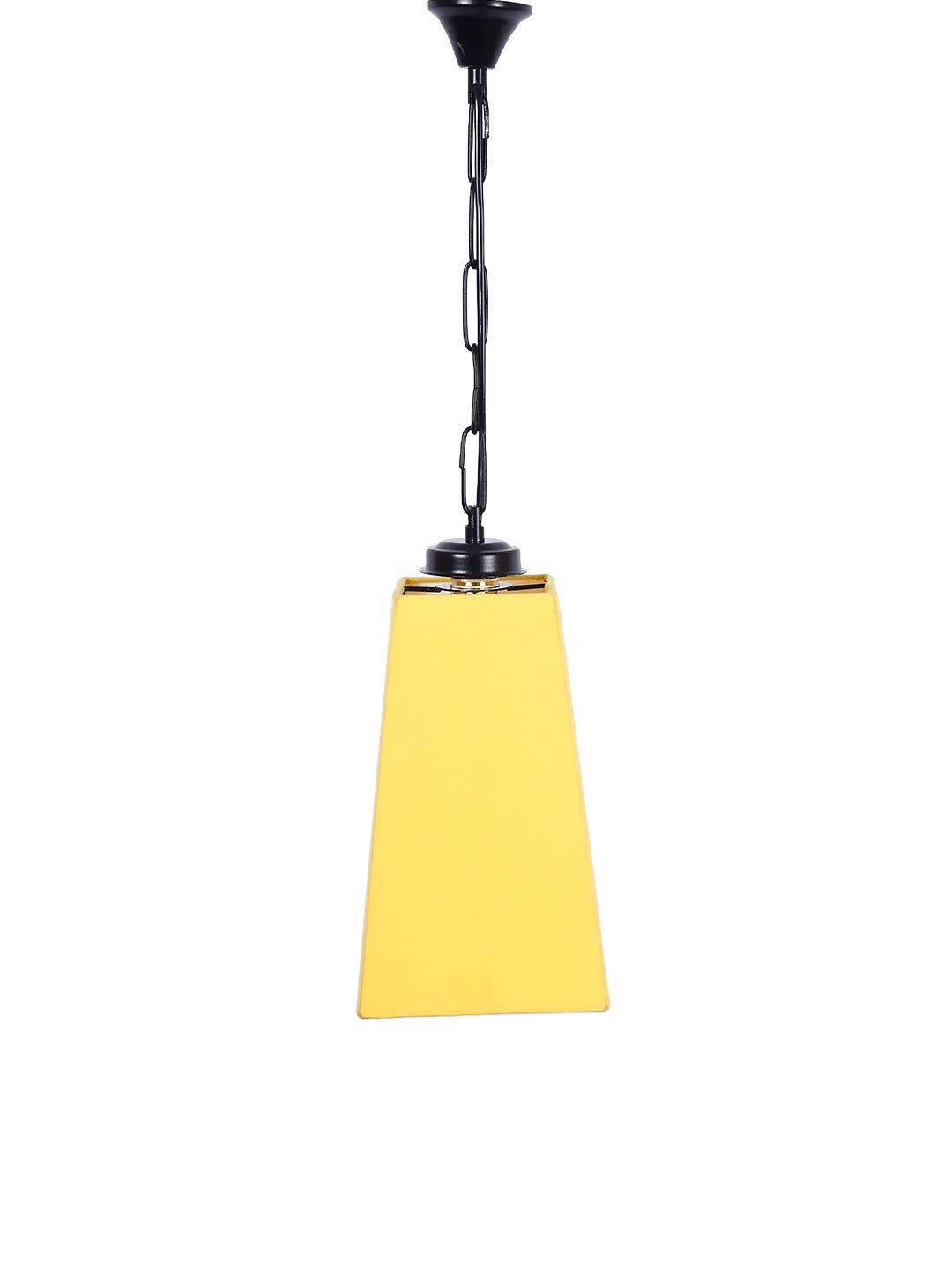 Yellow Cotton Pyramid Hanging Lamp