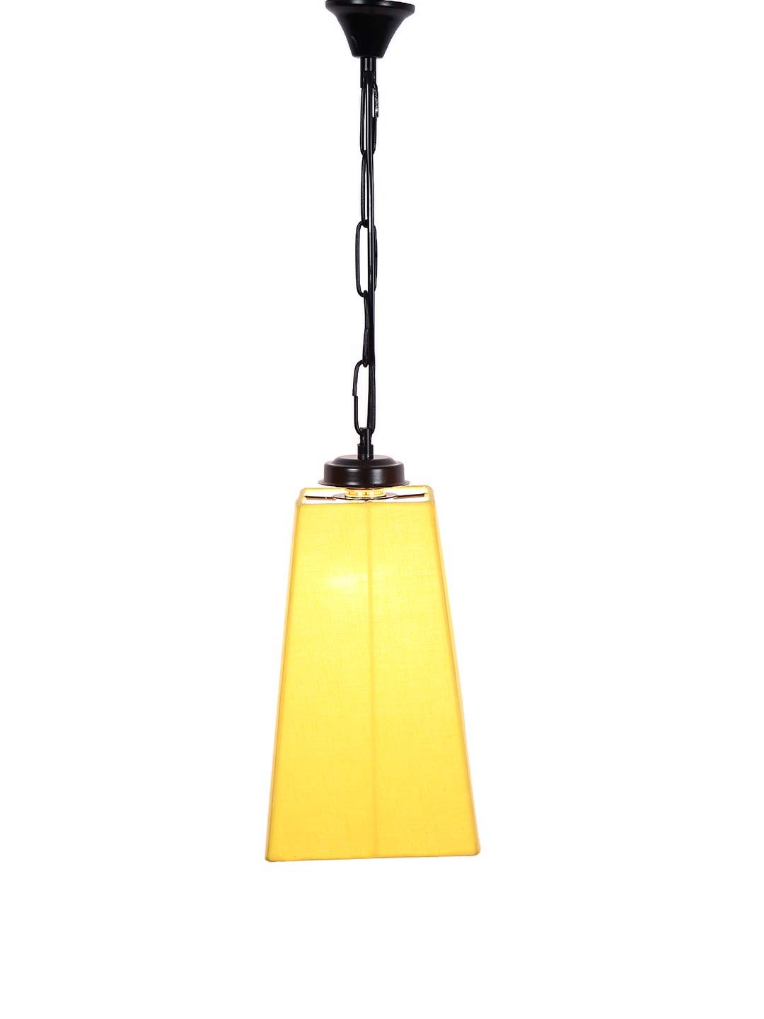 Yellow Cotton Pyramid Hanging Lamp