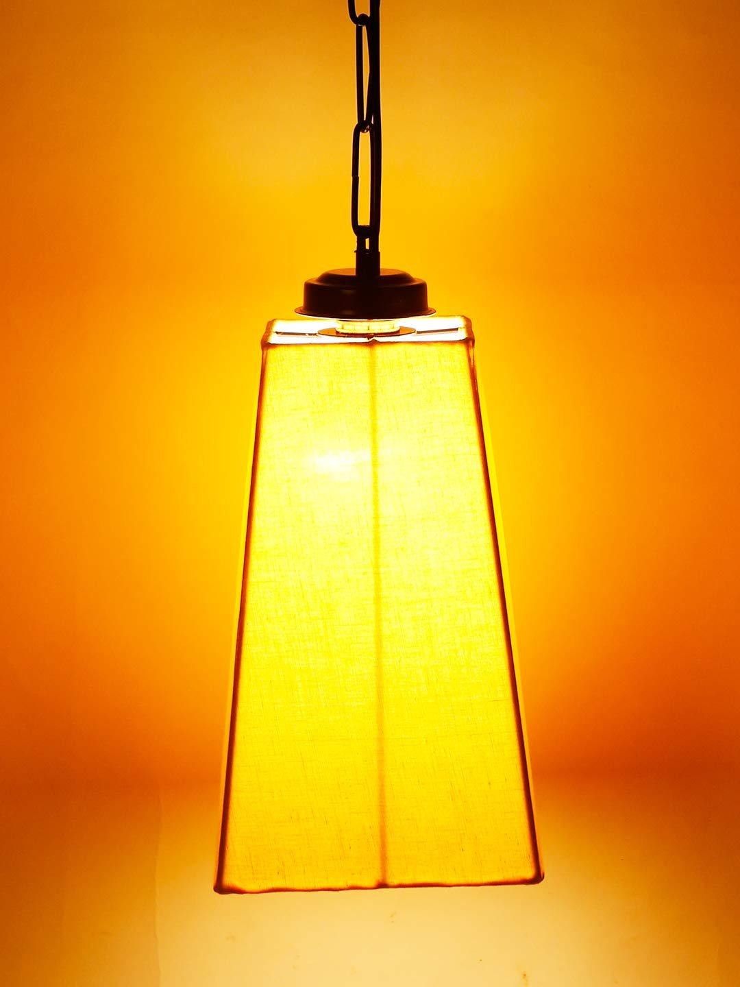 Yellow Cotton Pyramid Hanging Lamp