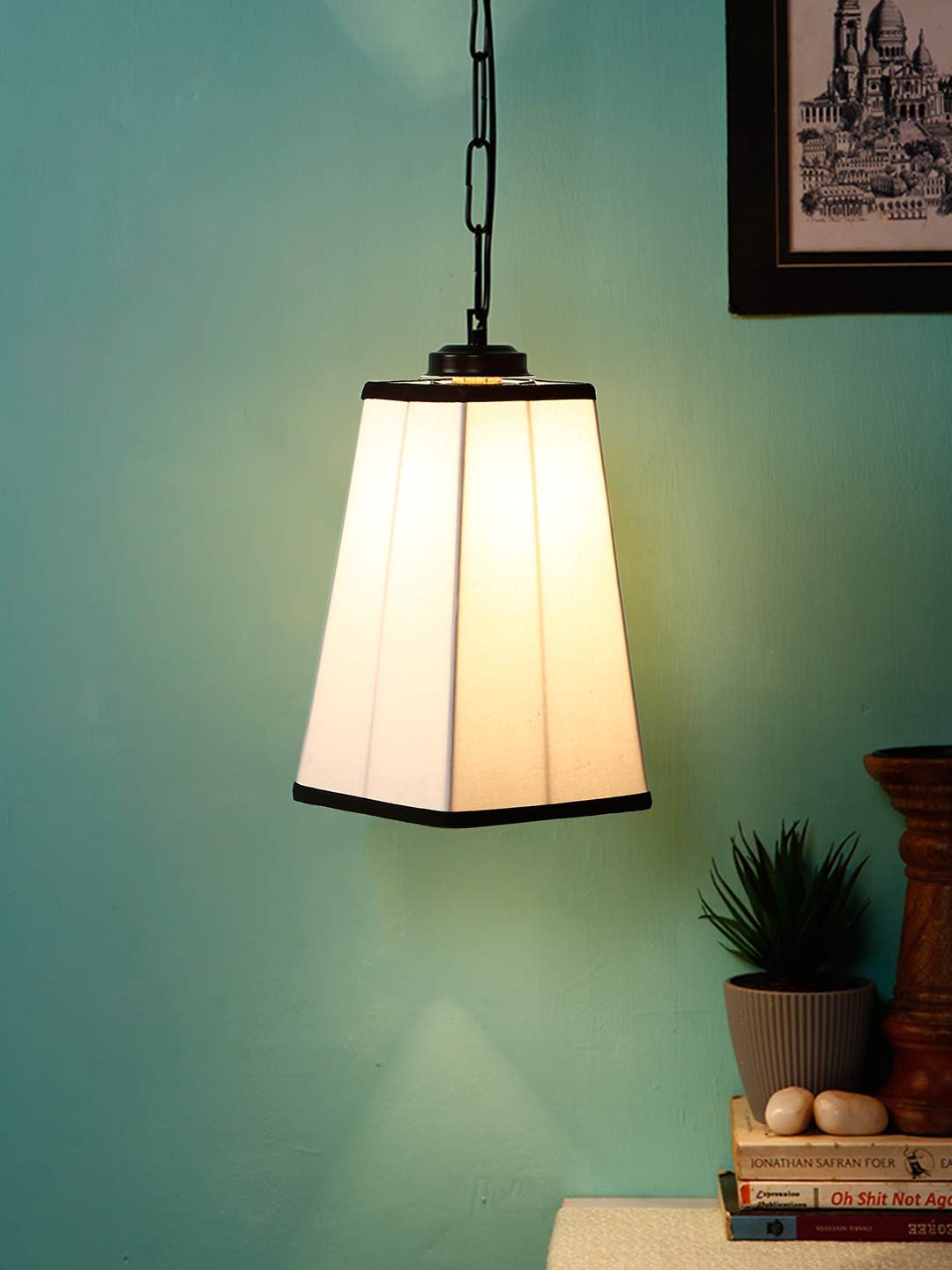 Multicolor Cotton Pyramid Hanging Lamp