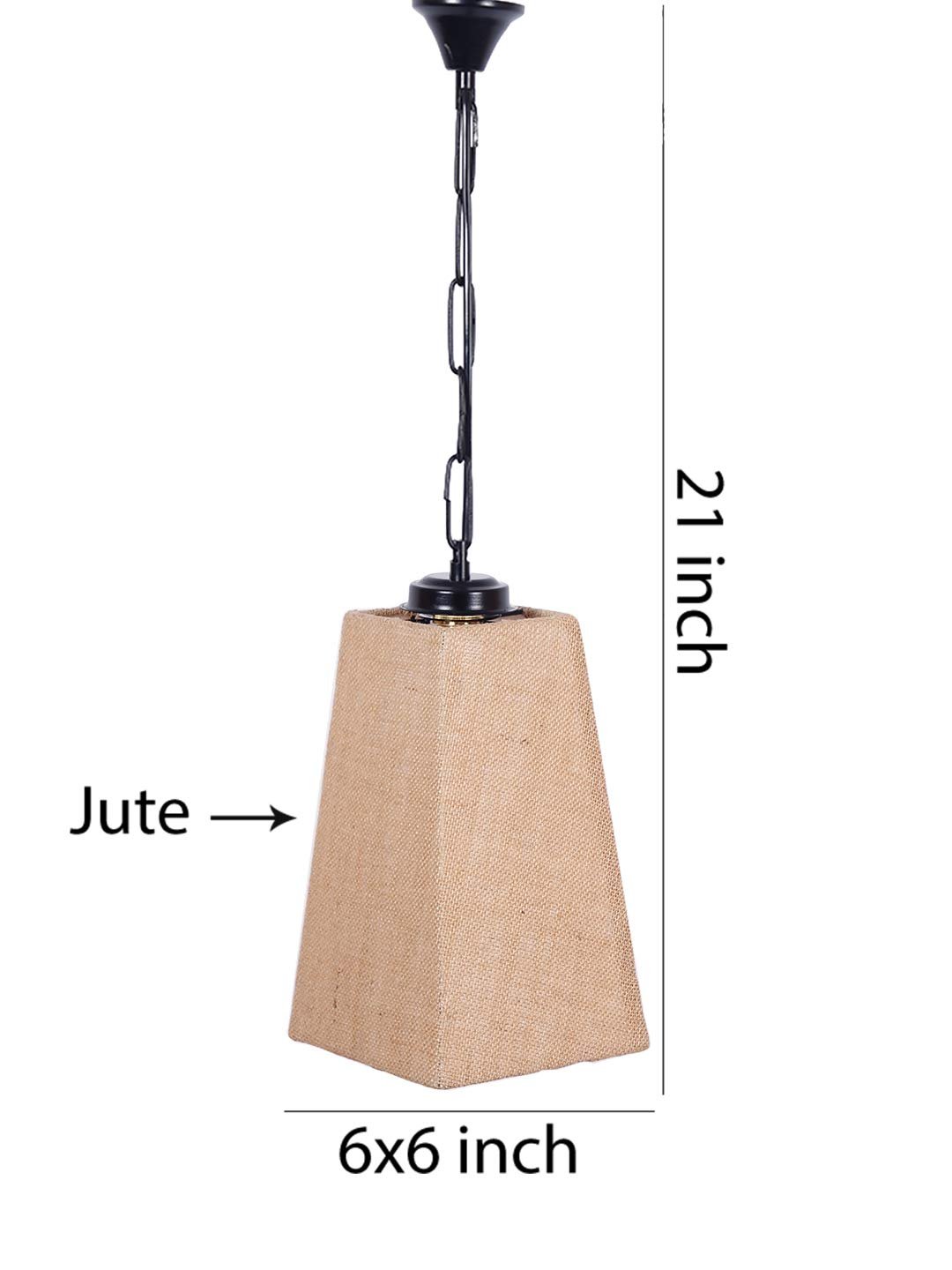 Beige Jute Pyramid Hanging Lamp