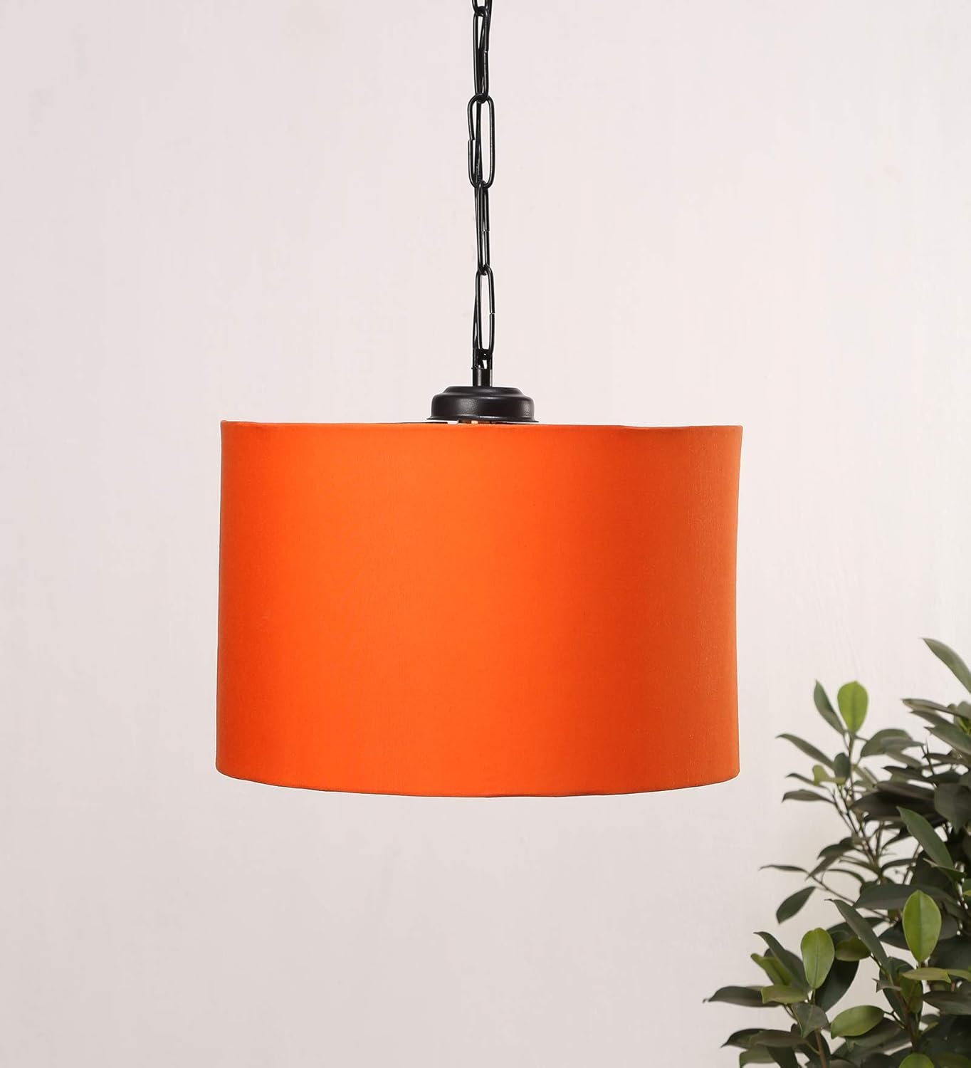 Orange Cotton Drum Hanging Lamp