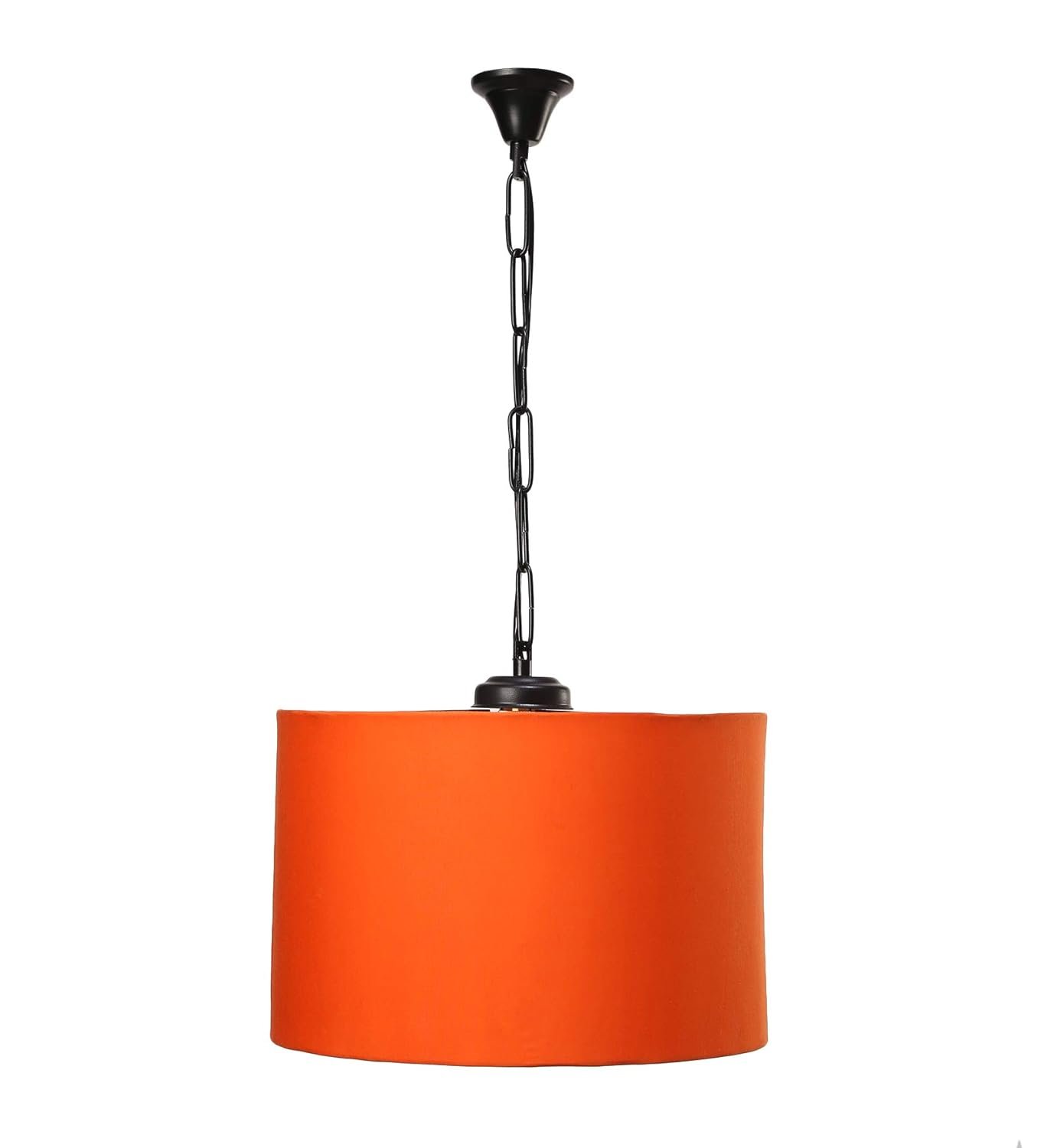 Orange Cotton Drum Hanging Lamp