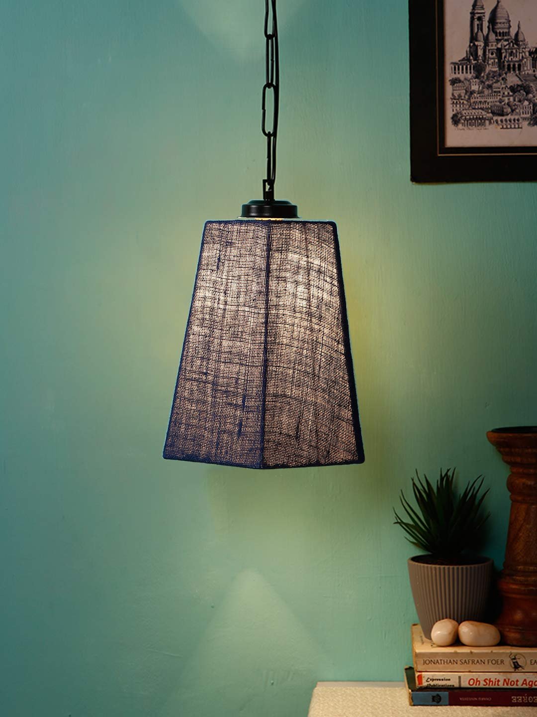 Blue Jute PyramidHanging Lamp