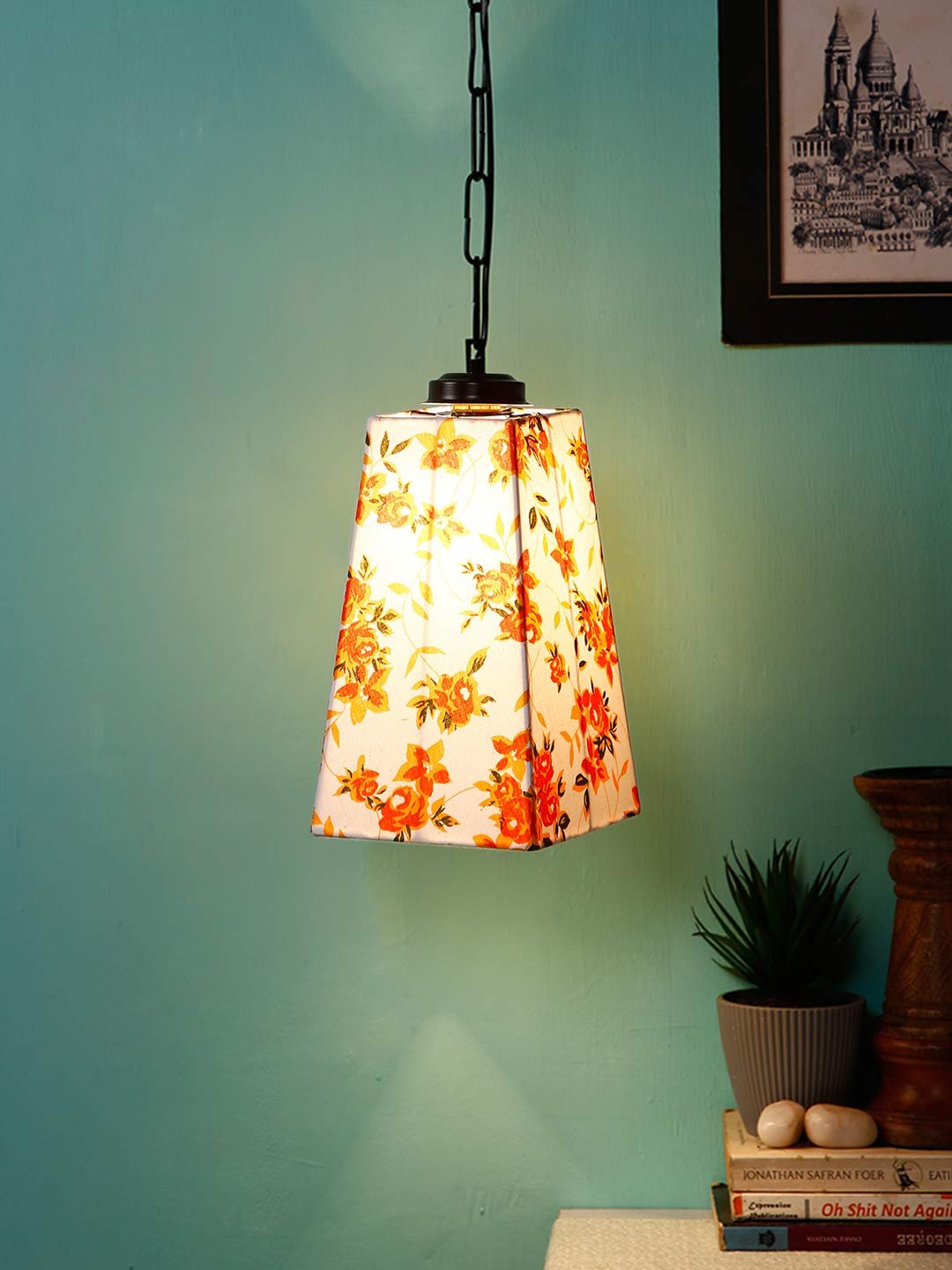 Multicolor Cotton Pyramid Hanging Lamp