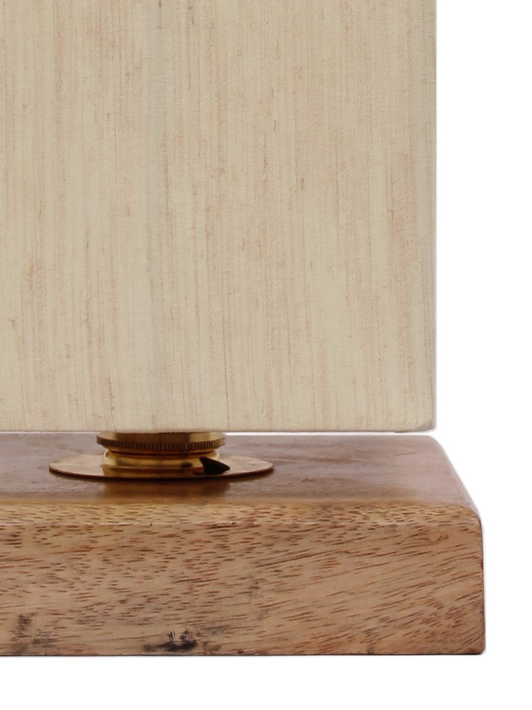 Off-White Cotton Shade with Square Wood Base