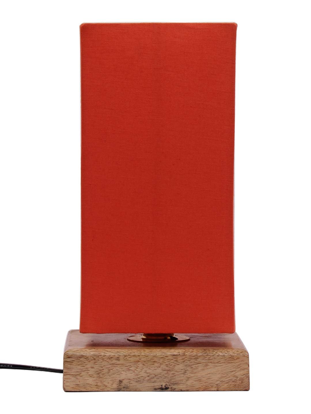Orange Cotton Shade with Square Wood Base