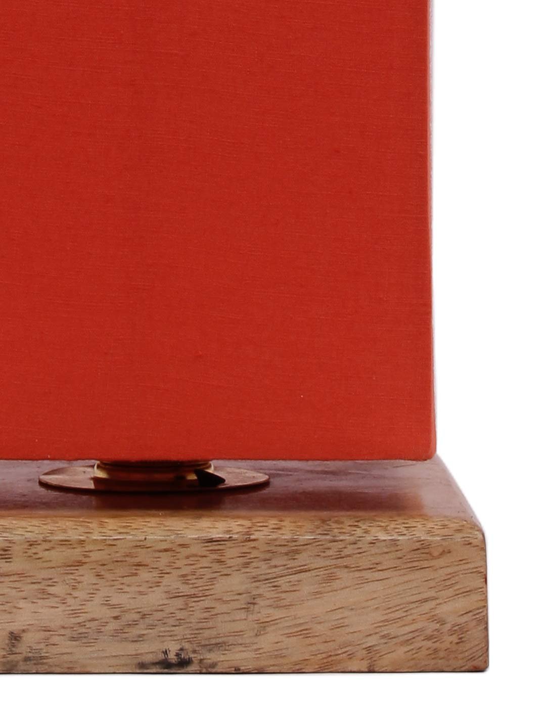 Orange Cotton Shade with Square Wood Base