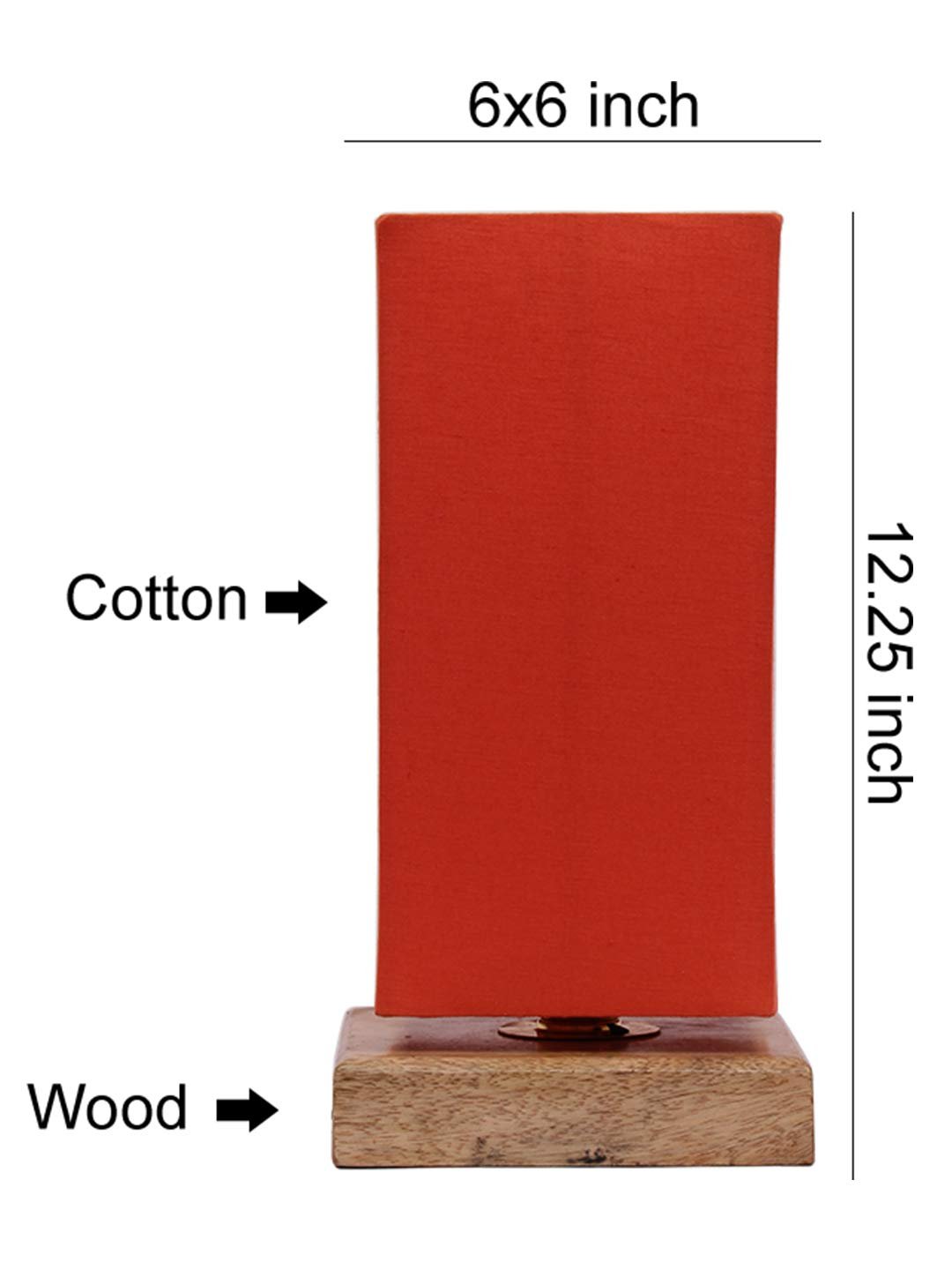 Orange Cotton Shade with Square Wood Base