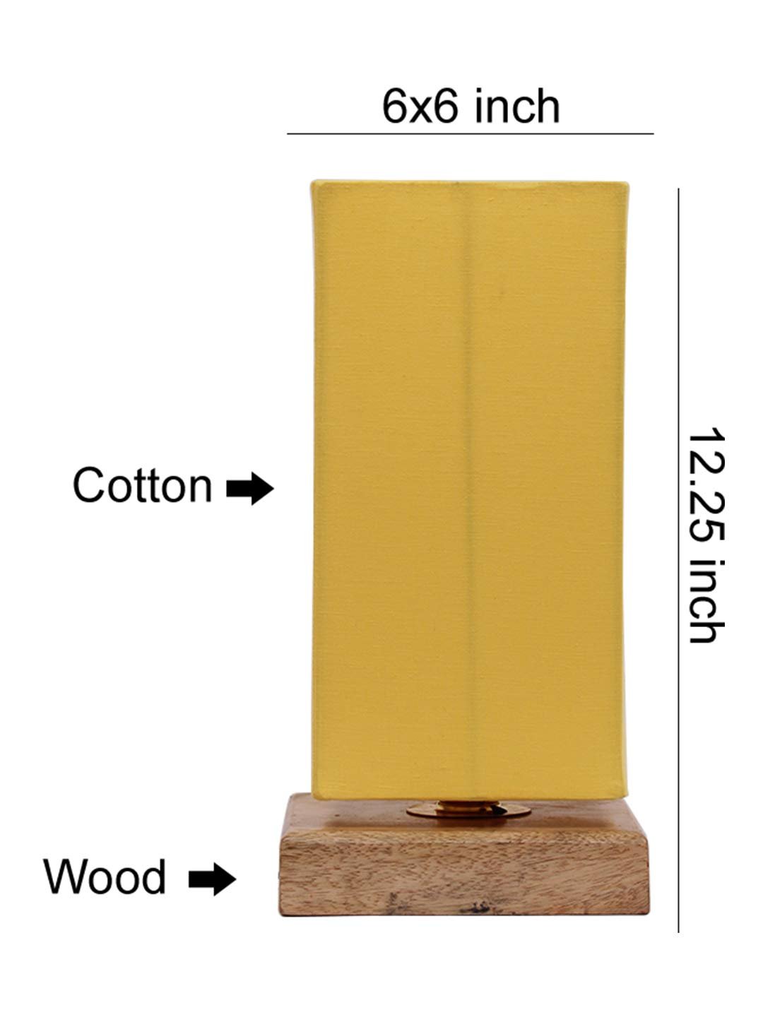 Yellow Cotton Shade with Square Wood Base