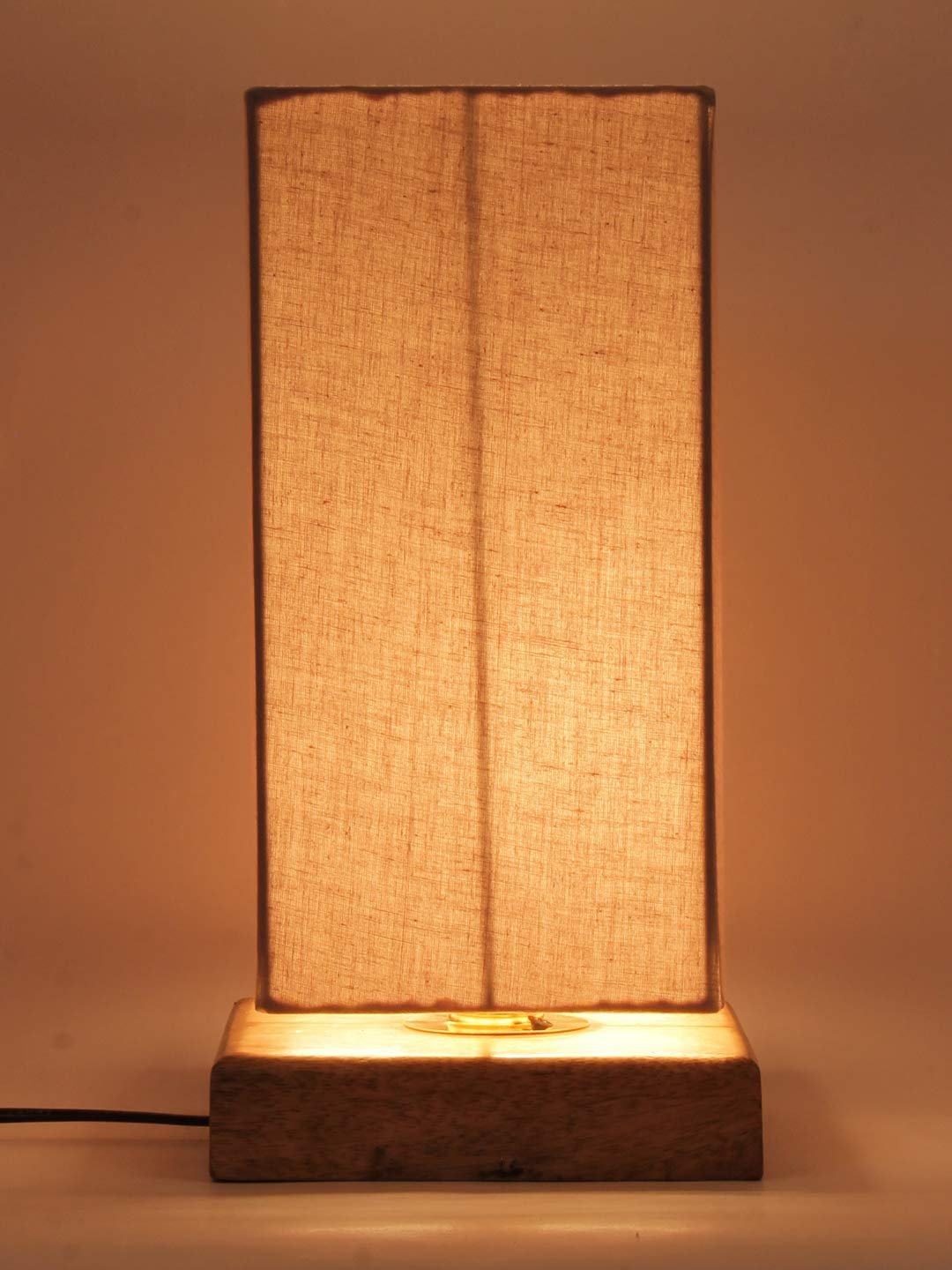 Grey Cotton Shade with Square Wood Base