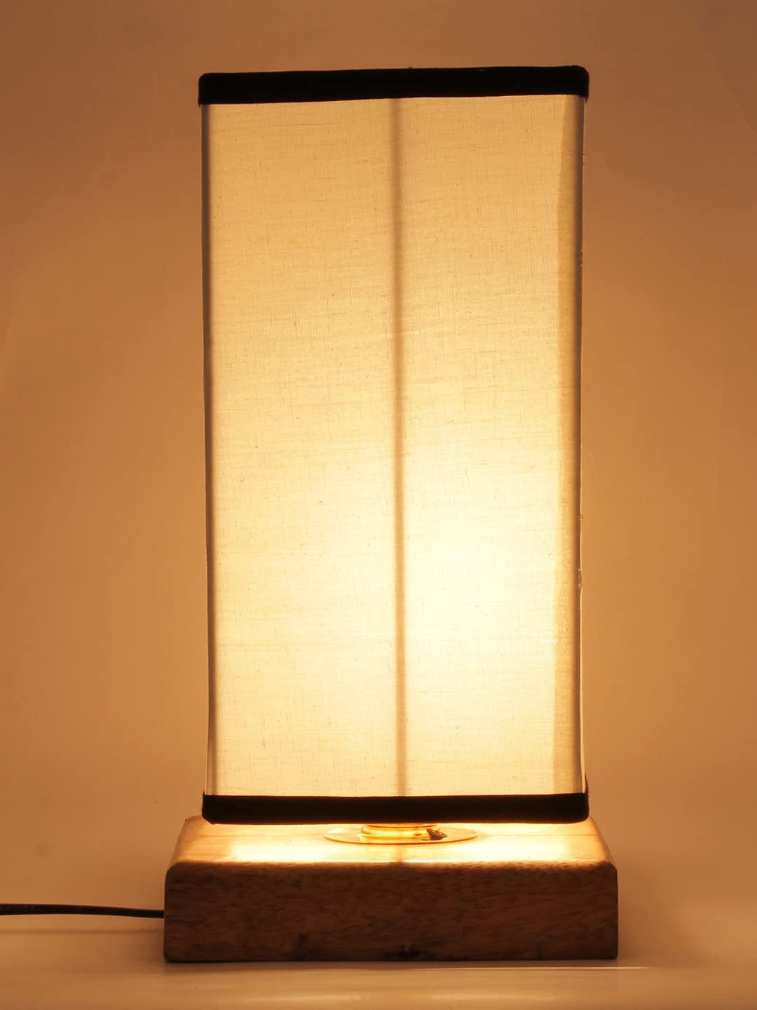 Multicolor Cotton Shade with Square Wood Base