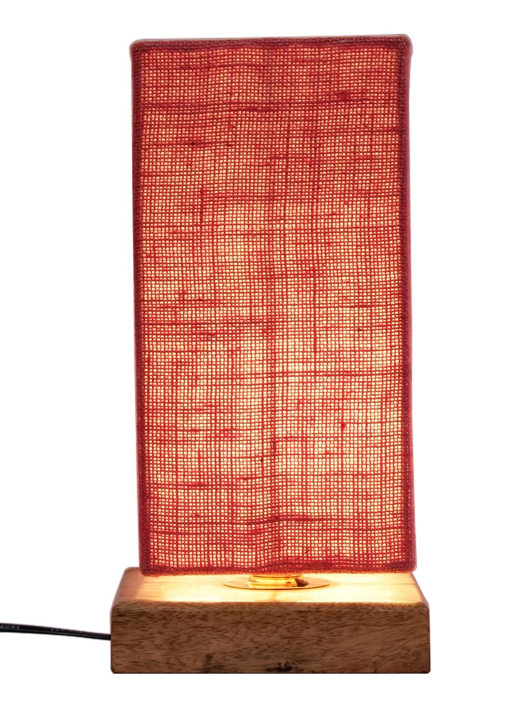Pink Jute Shade with Square Wood Base
