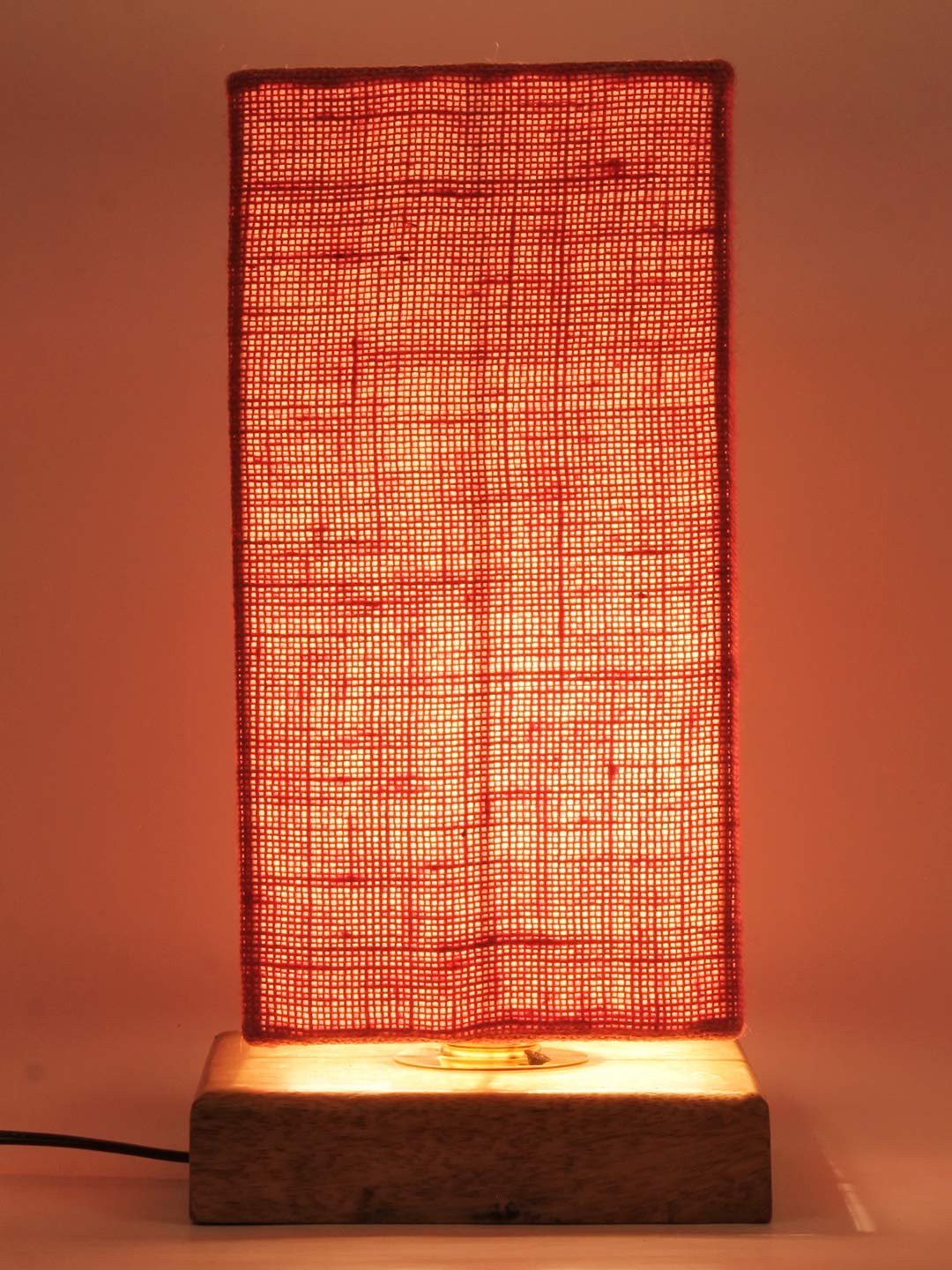 Pink Jute Shade with Square Wood Base