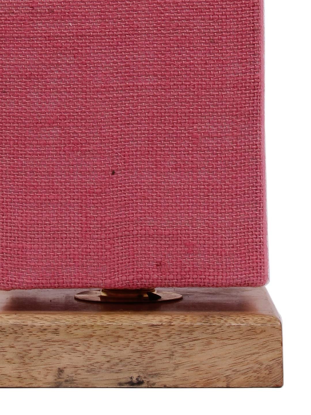 Pink Jute Shade with Square Wood Base