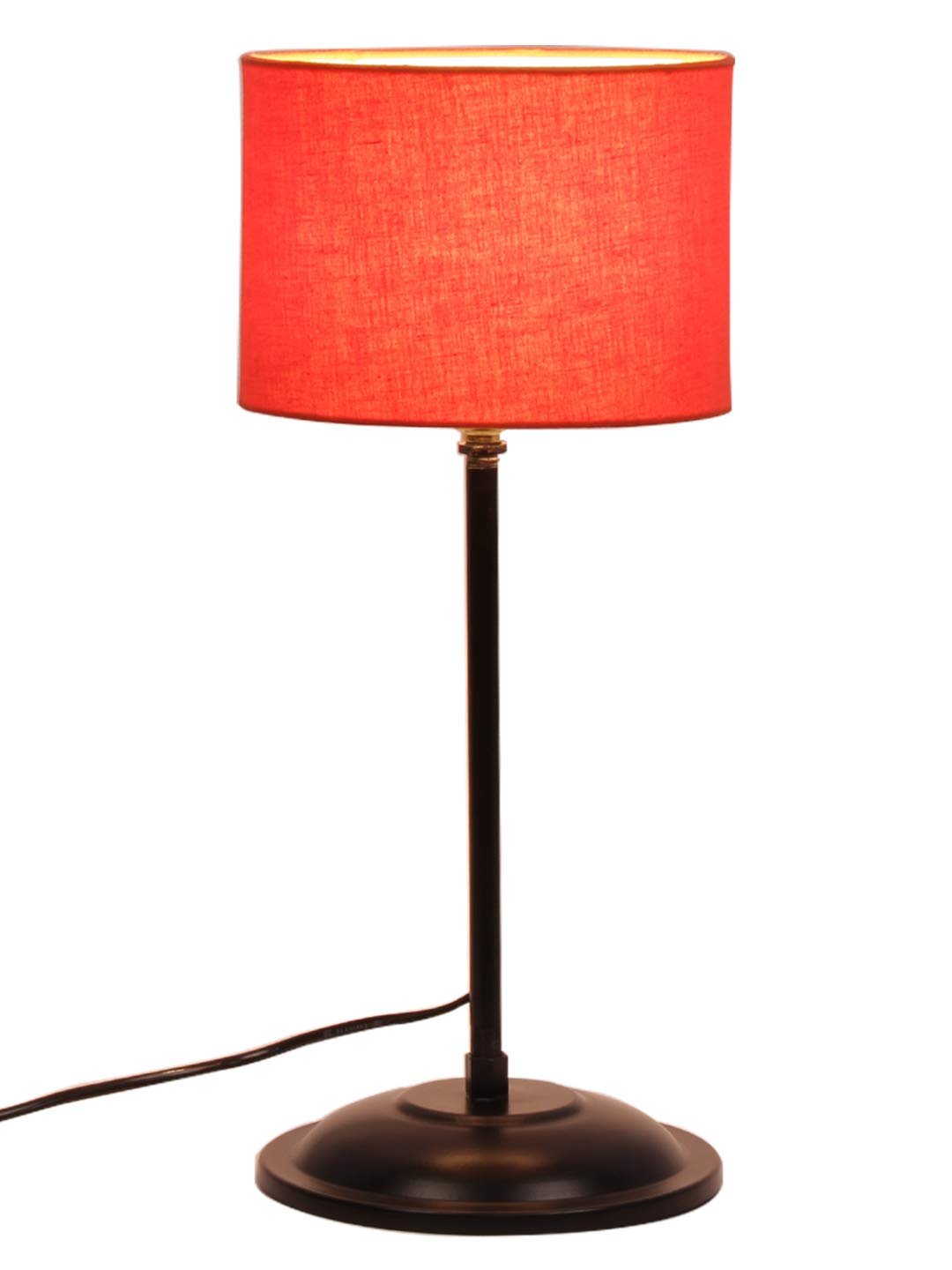 Orange Cotton Shade lamp with Black Base