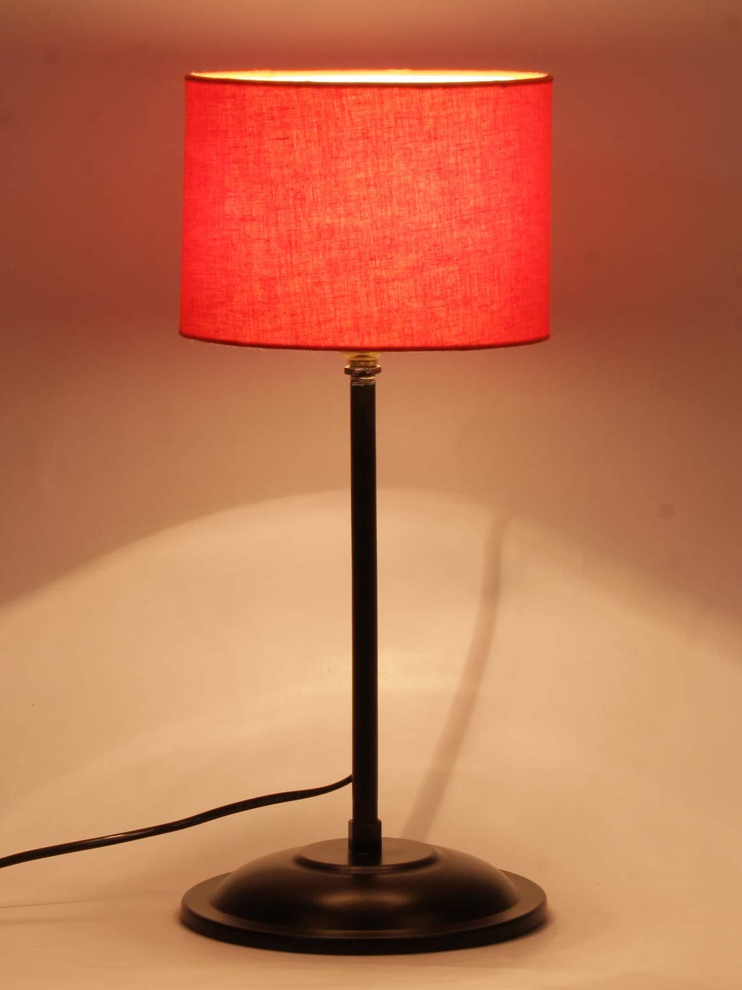 Orange Cotton Shade lamp with Black Base