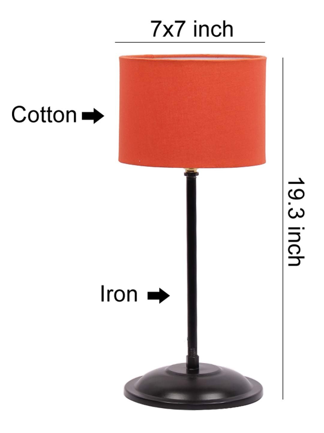 Orange Cotton Shade lamp with Black Base