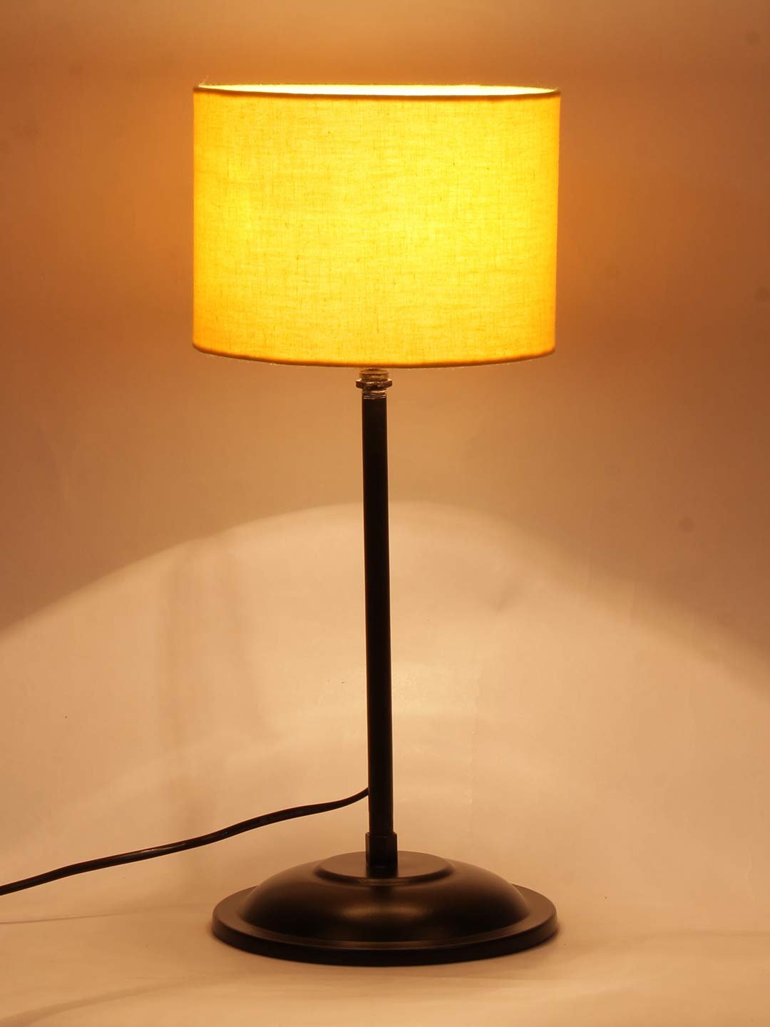 Yellow Cotton Shade lamp with Black Base