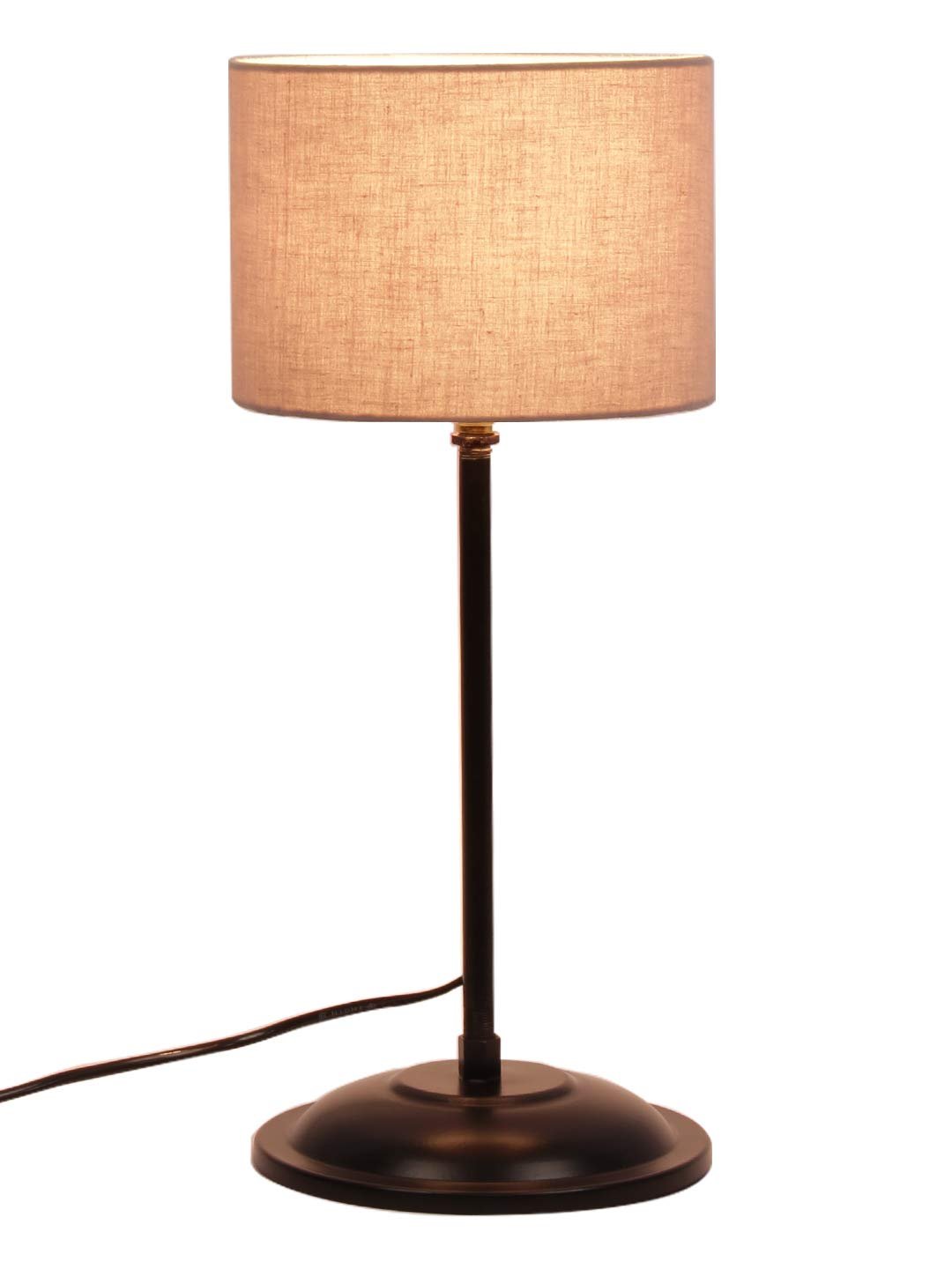 Grey Cotton Shade lamp with Black Base