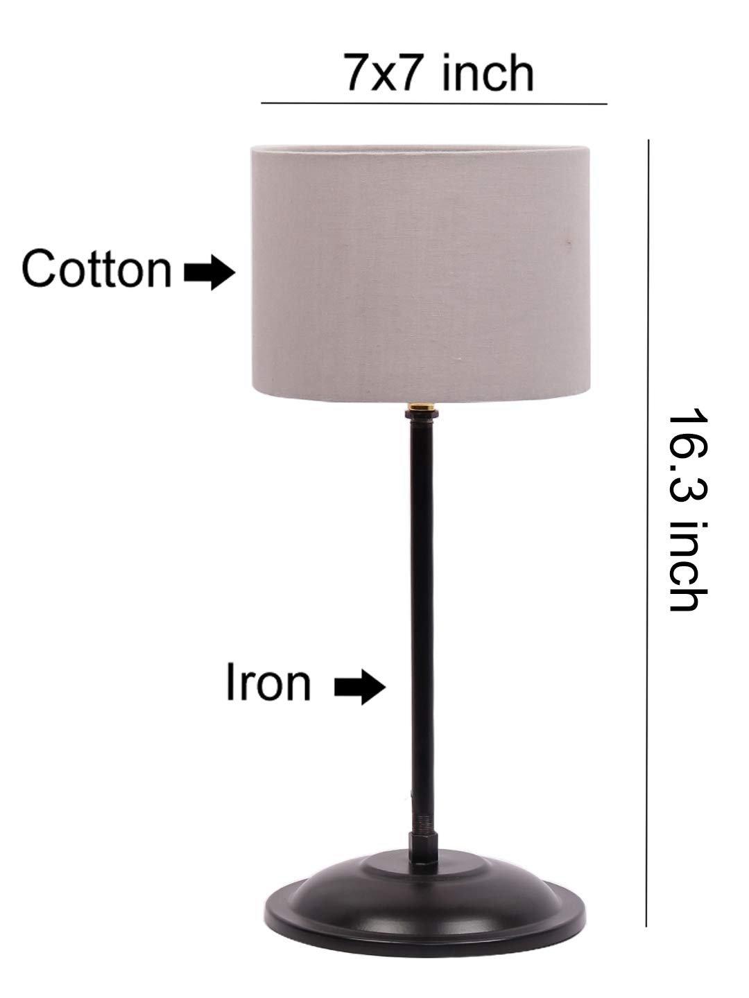 Grey Cotton Shade lamp with Black Base