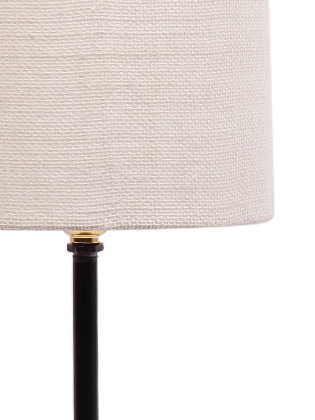 White Jute Shade lamp with Black Base
