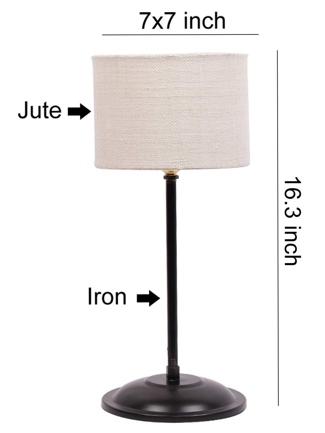 White Jute Shade lamp with Black Base