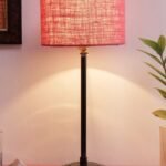 Pink Jute Shade lamp with Black Base