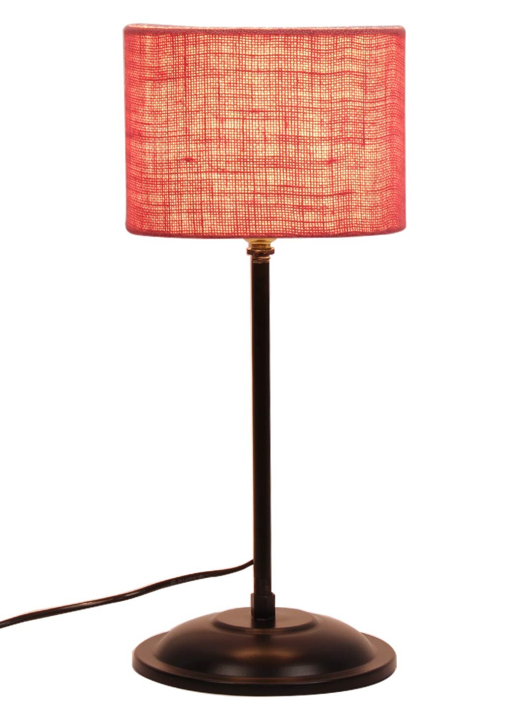 Pink Jute Shade lamp with Black Base