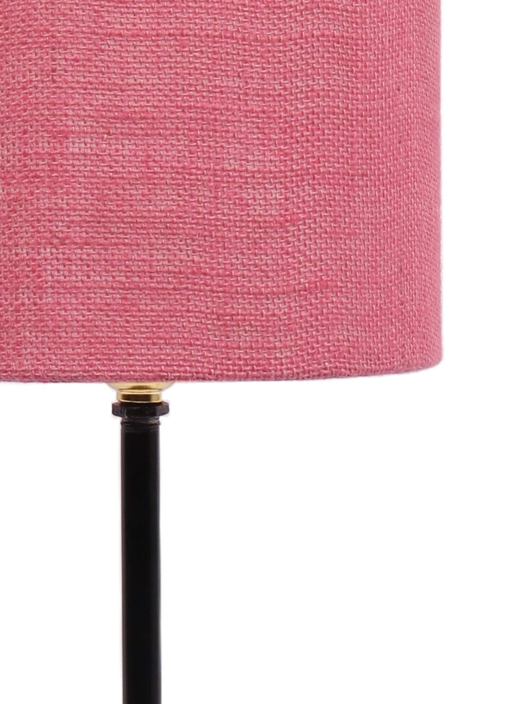 Pink Jute Shade lamp with Black Base