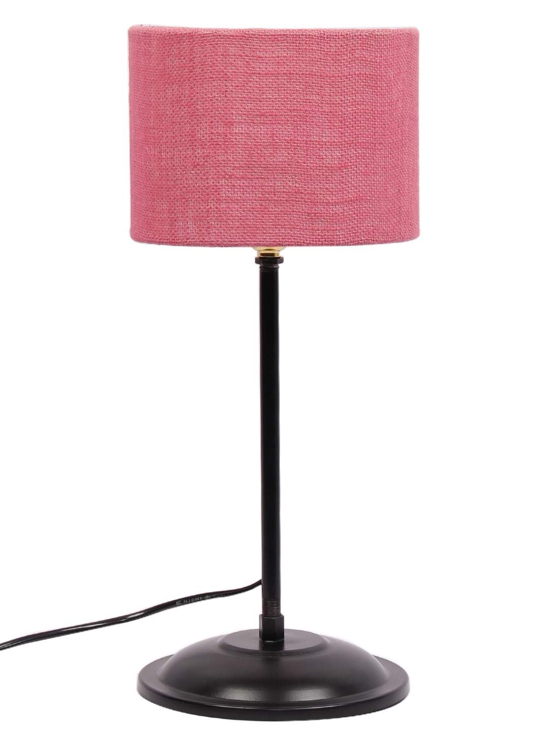 Pink Jute Shade lamp with Black Base