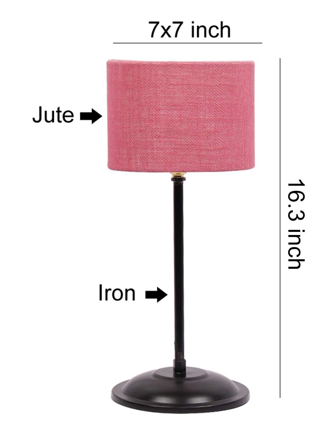 Pink Jute Shade lamp with Black Base