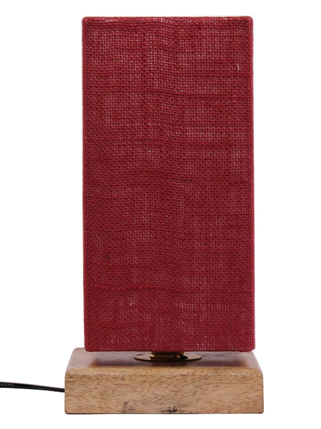 Maroon Jute Shade with Square Wood Base